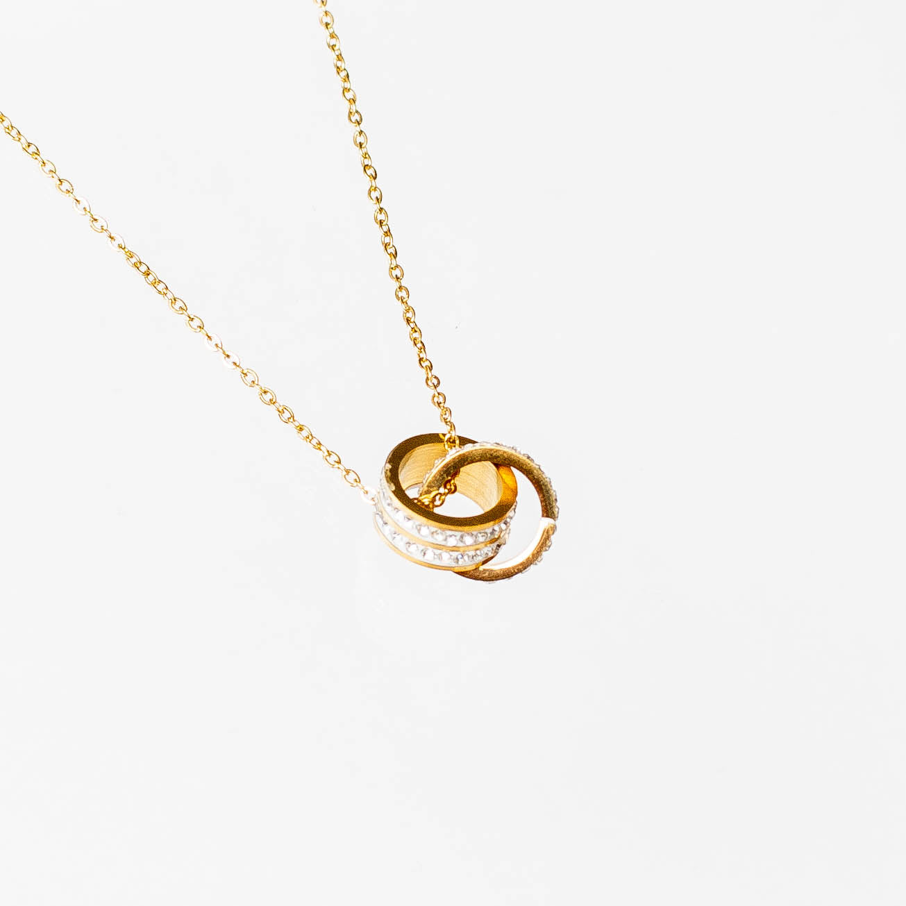 Collar doble anillo con zirconias  gold